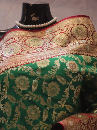 “The Emerald Green” Premium Banarasi Saree