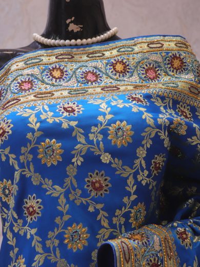 "The Cerulean Blue" Premium Bridal Banarasi Silk Saree