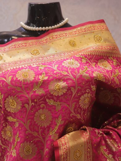 "The Magenta Splash" Premium Banarasi Silk Saree