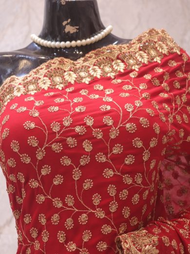 "The Fire Brick Red" Premium Designer Saree