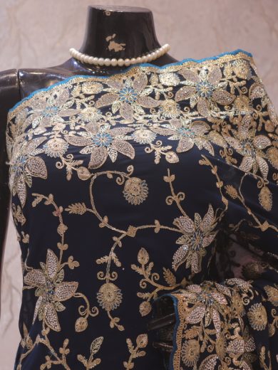 "The Prussian Blue" Premium Designer Saree