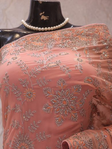 “The Peach Sapphire” Premium Designer Saree