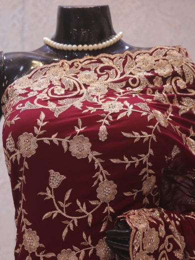 “The Antique Ruby” Premium Designer Saree