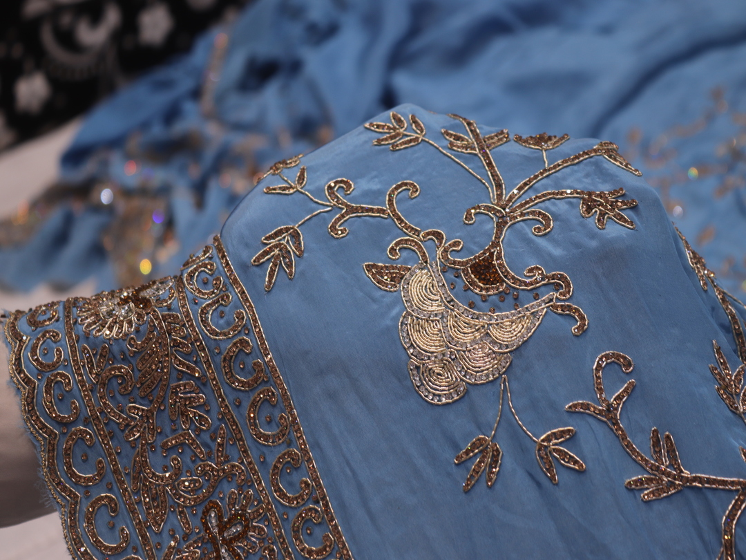 “The Baby Blue Eyes” Premium Designer Saree - Image 5