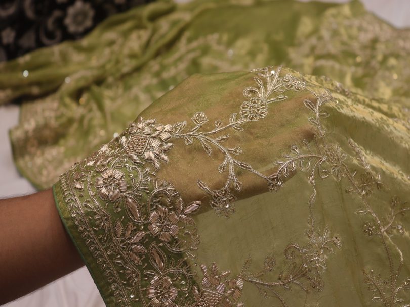 “The Asparagus Green” Premium Handcrafted Saree - Image 4