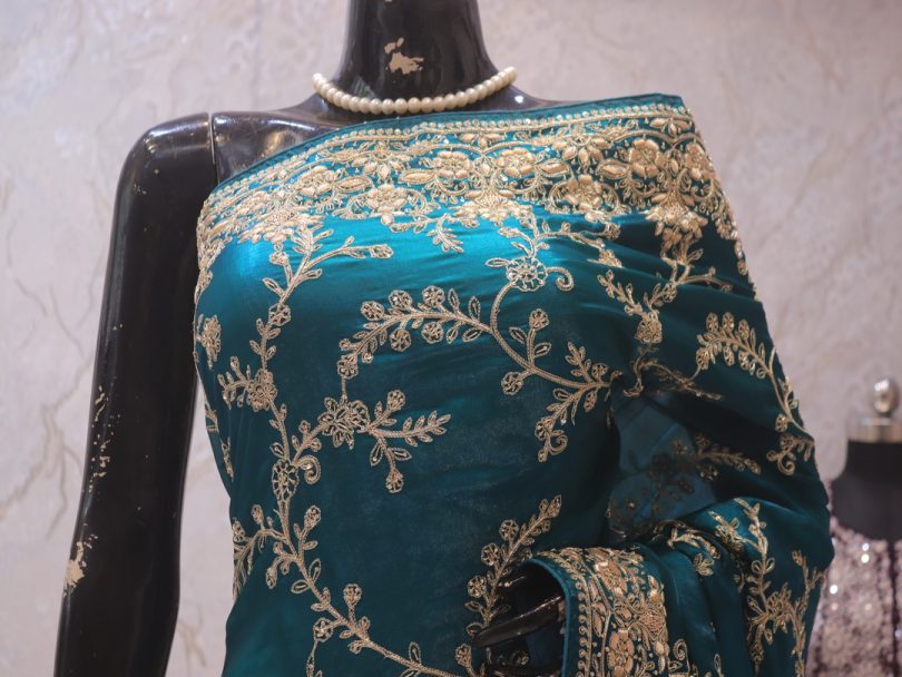 “The Peacock Blue” Premium Handcrafted Saree