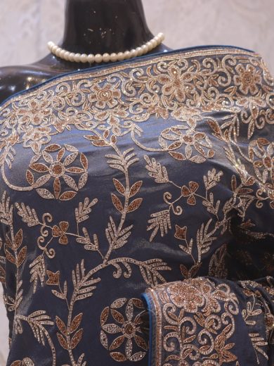 “The Grayish Blue” Premium Designer Saree