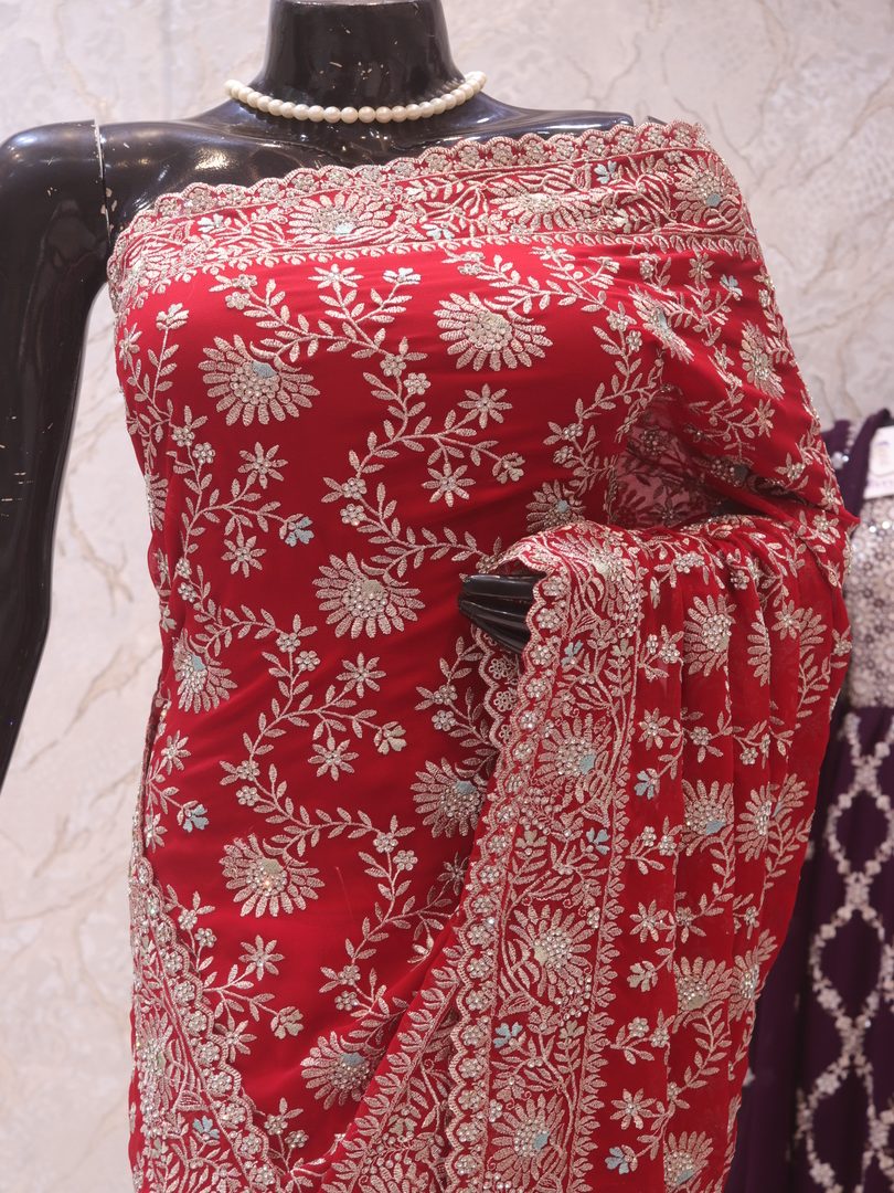 "The Persian Red" Premium Designer Saree - Image 2