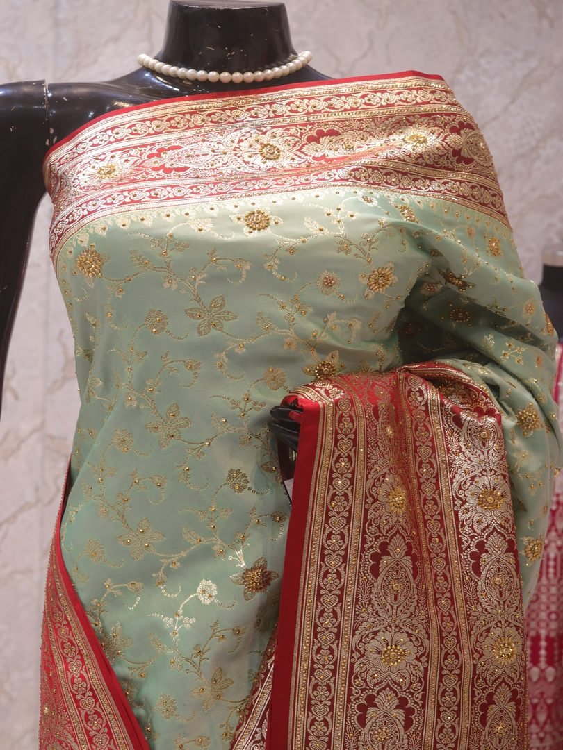"The Sea Green Duet" Vol 2 Premium Banarasi Silk Saree - Image 2
