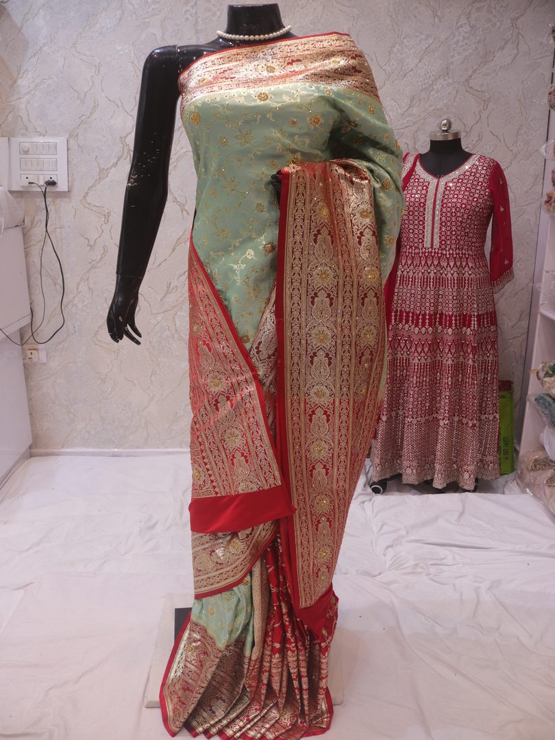 "The Sea Green Duet" Vol 2 Premium Banarasi Silk Saree - Image 3