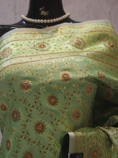 "The Apple Green" Premium Banarasi Saree