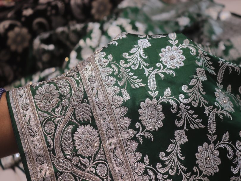 "The Bottle Green" Premium Banarasi Silk Saree - Image 5