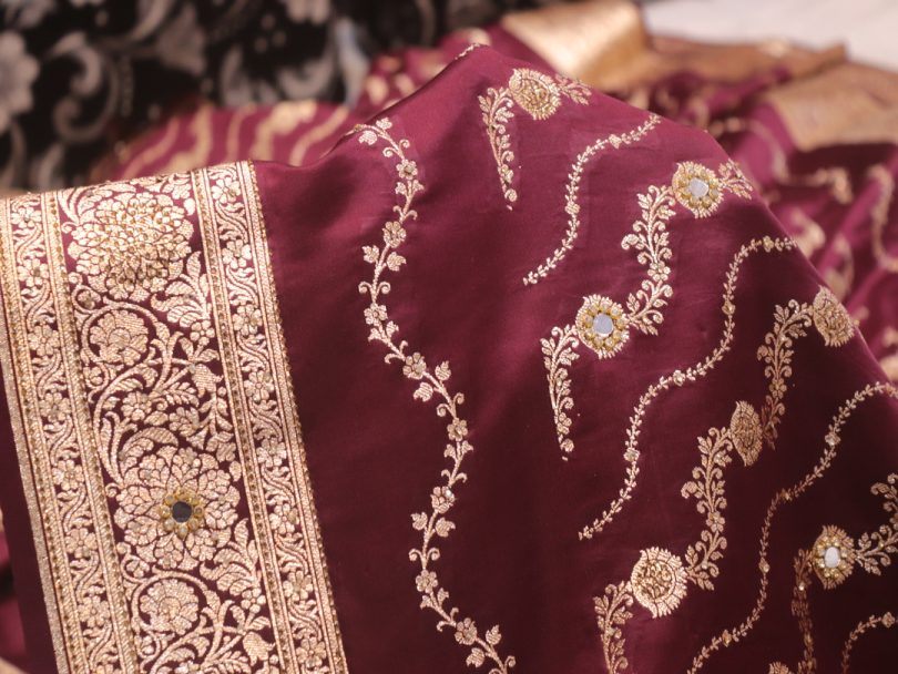 "The Dark Maroon" Premium Banarasi Katan Silk Saree - Image 5