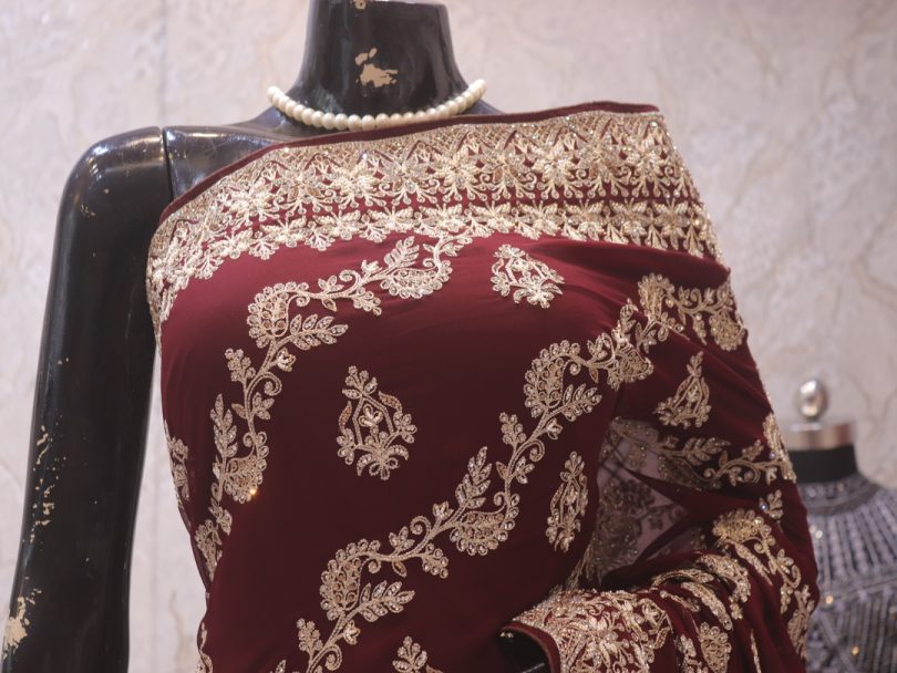 “The True Garnet” Premium Designer Saree