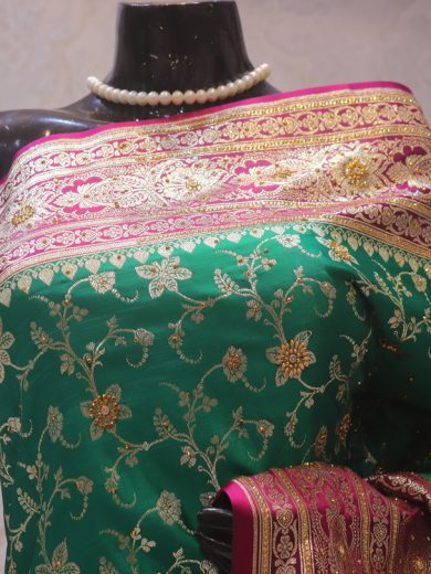 "The Persian Green Duet" Premium Banarasi Silk Saree