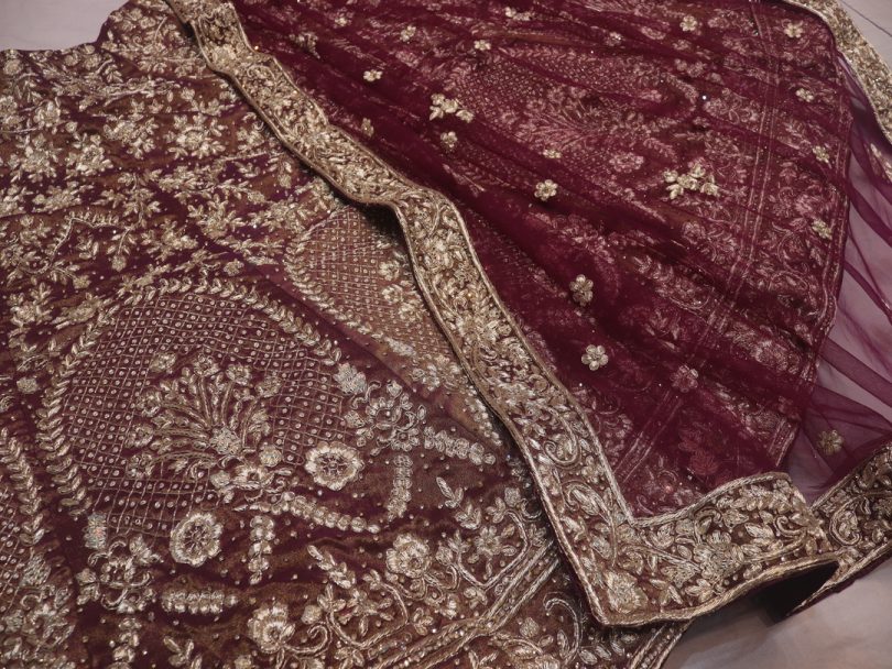 "The Dark Mauve" Premium Zardozi Lehenga - Image 5