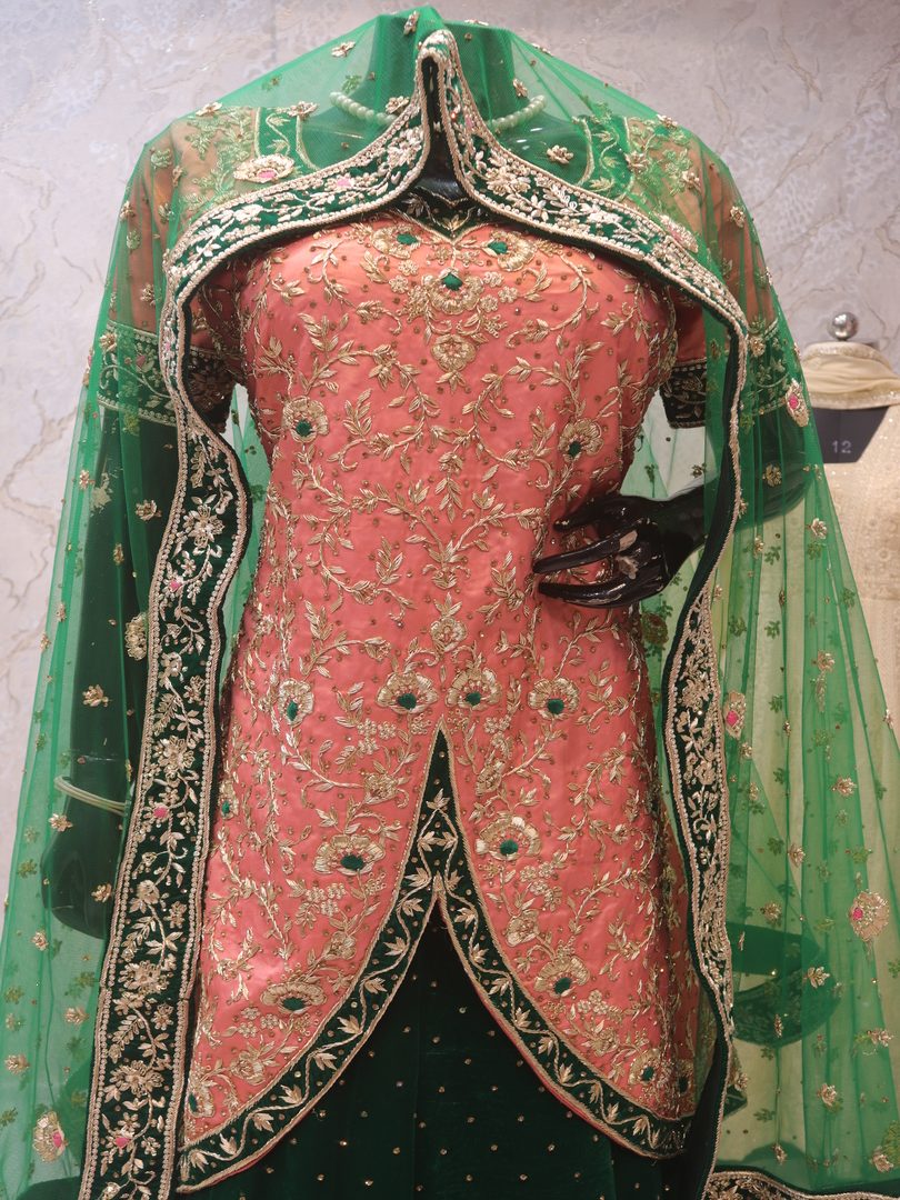 The Pich & Green Zardozi Handcrafted Lehenga - Image 2
