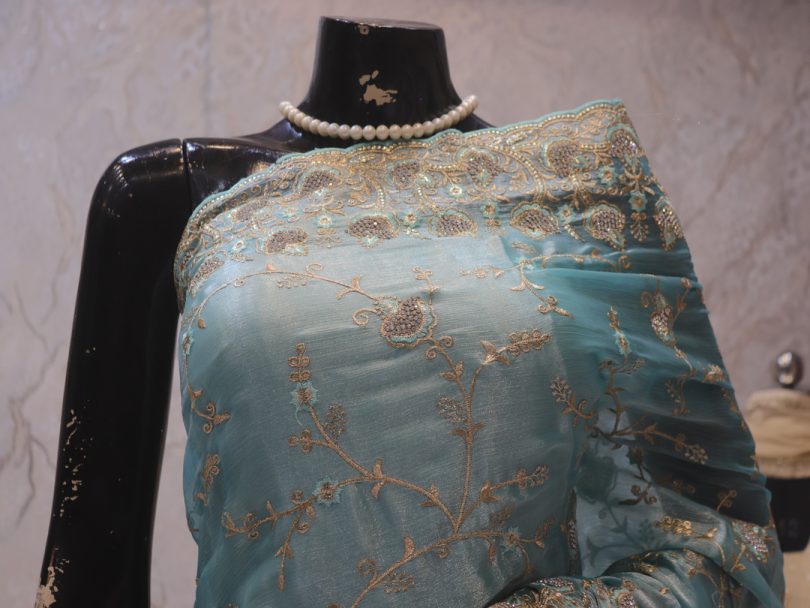 “The Turkish Blue” Premium Designer Saree