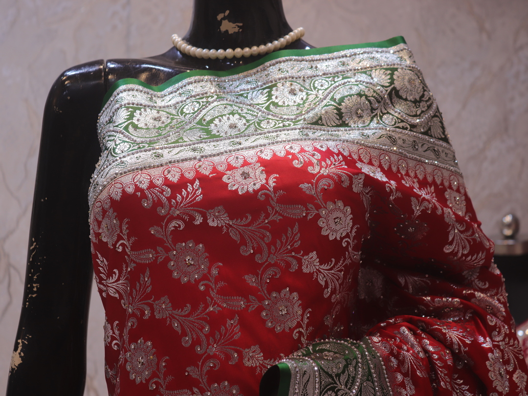 "The Rose Red" Premium Banarasi Silk Saree