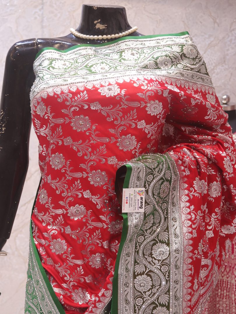 "The Rose Red" Premium Banarasi Silk Saree - Image 2