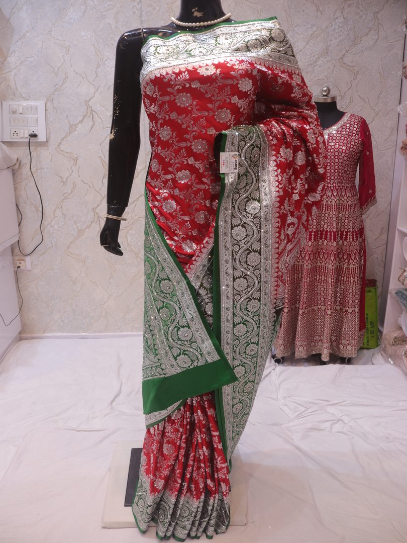 "The Rose Red" Premium Banarasi Silk Saree - Image 3