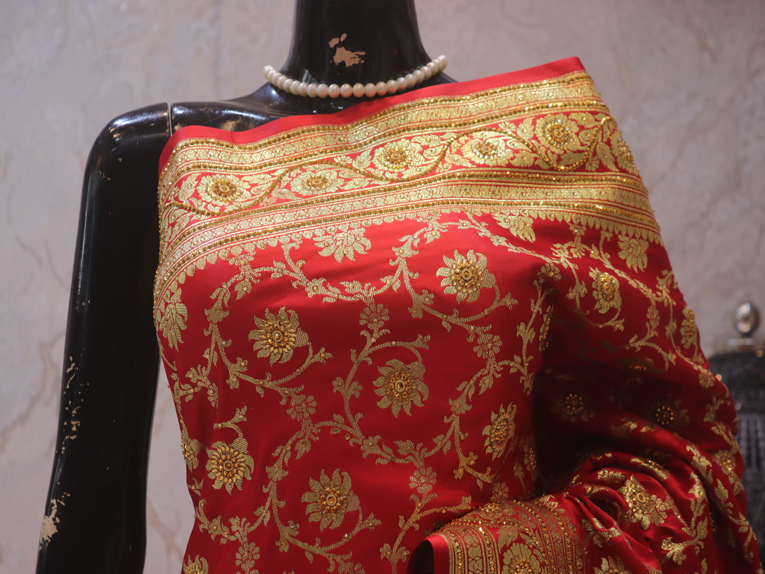 "The Cadmium Red" Premium Banarasi Silk Saree