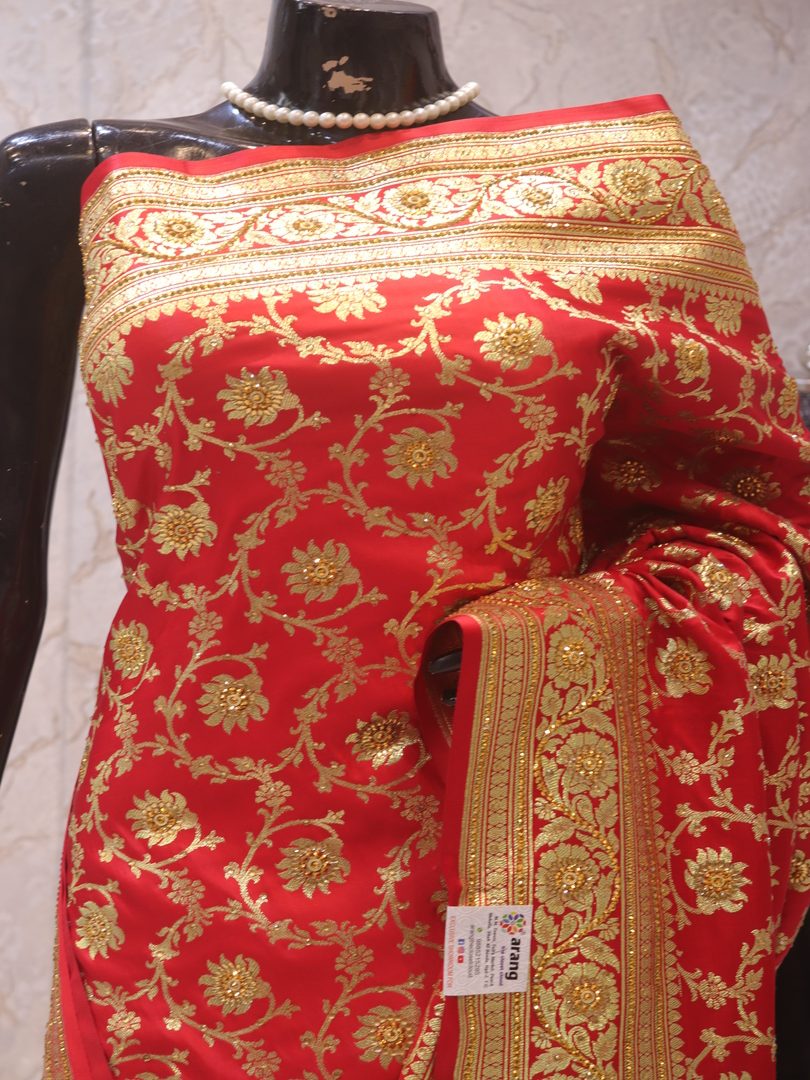"The Cadmium Red" Premium Banarasi Silk Saree - Image 2