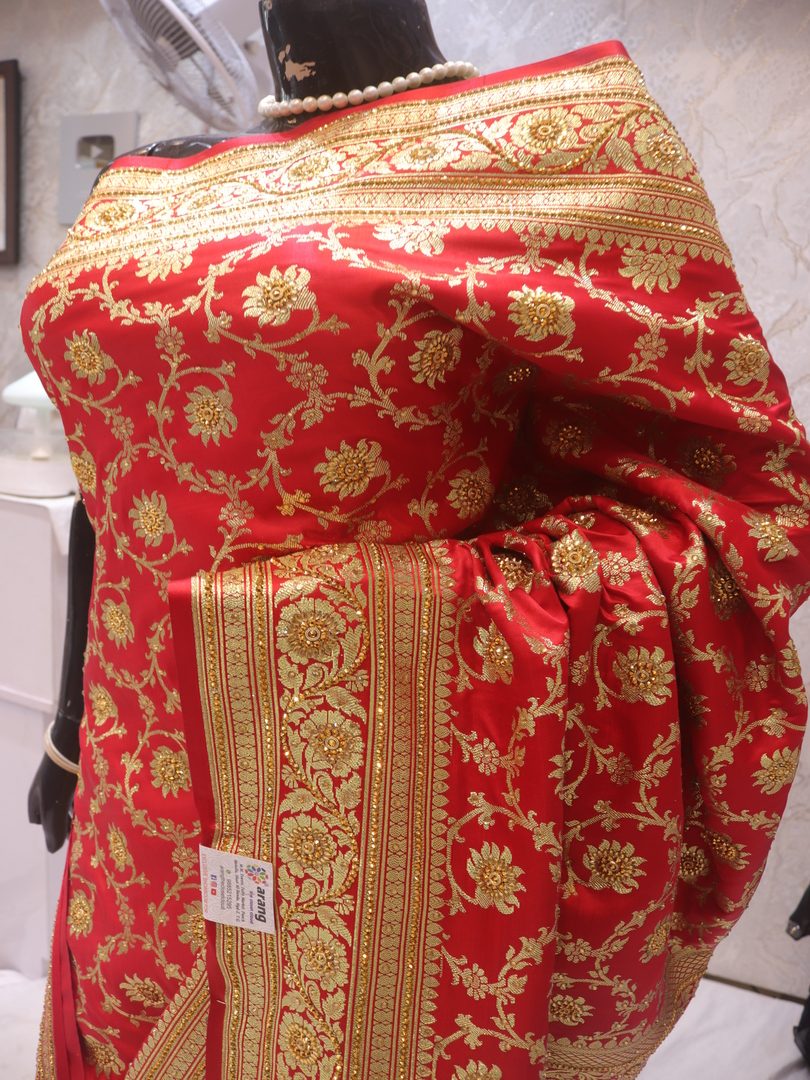"The Cadmium Red" Premium Banarasi Silk Saree - Image 4