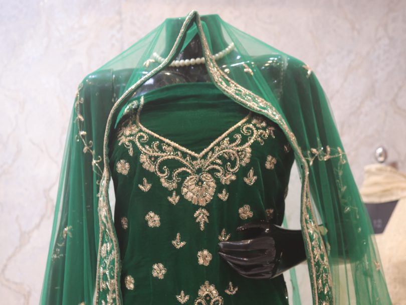 "The Turkish Green" Zardozi Handcrafted Lehenga