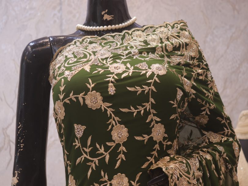 “The Henna Green” Premium Designer Saree