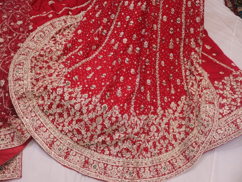 "The Stunning Red" Premium Bridal Tail Cut Lehenga - Image 5