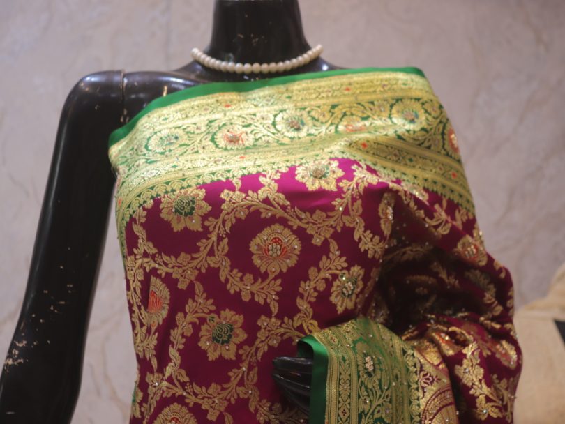 "The Magenta Splash" Premium Banarasi Silk Saree
