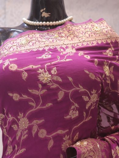 "The French Mauve" Premium Banarasi Chiffon Saree