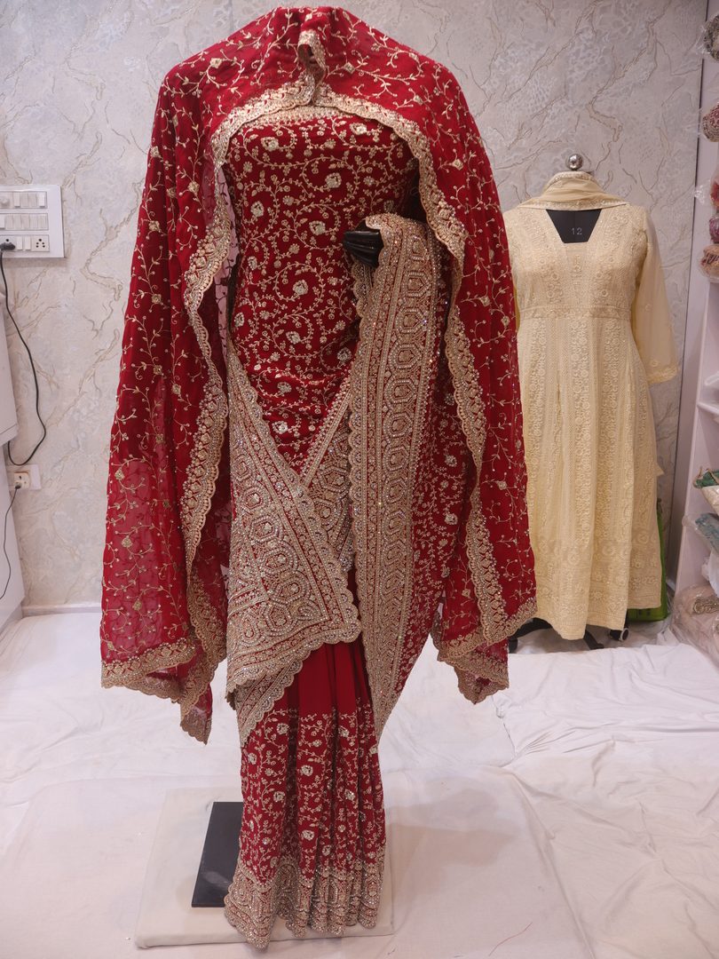 "The Crimson Maroon" Premium Designer Saree - Image 3