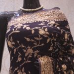 "The Oxford Blue" Premium Banarasi Chiffon Saree