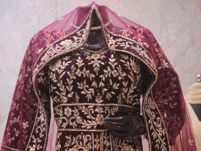 "The Wine Petals" Zardozi Handcrafted Lehenga