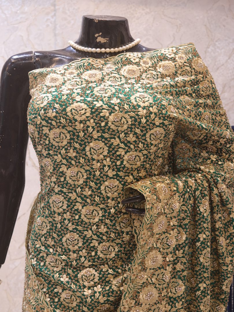 “The Turkish Green” Premium Designer Saree - Image 2