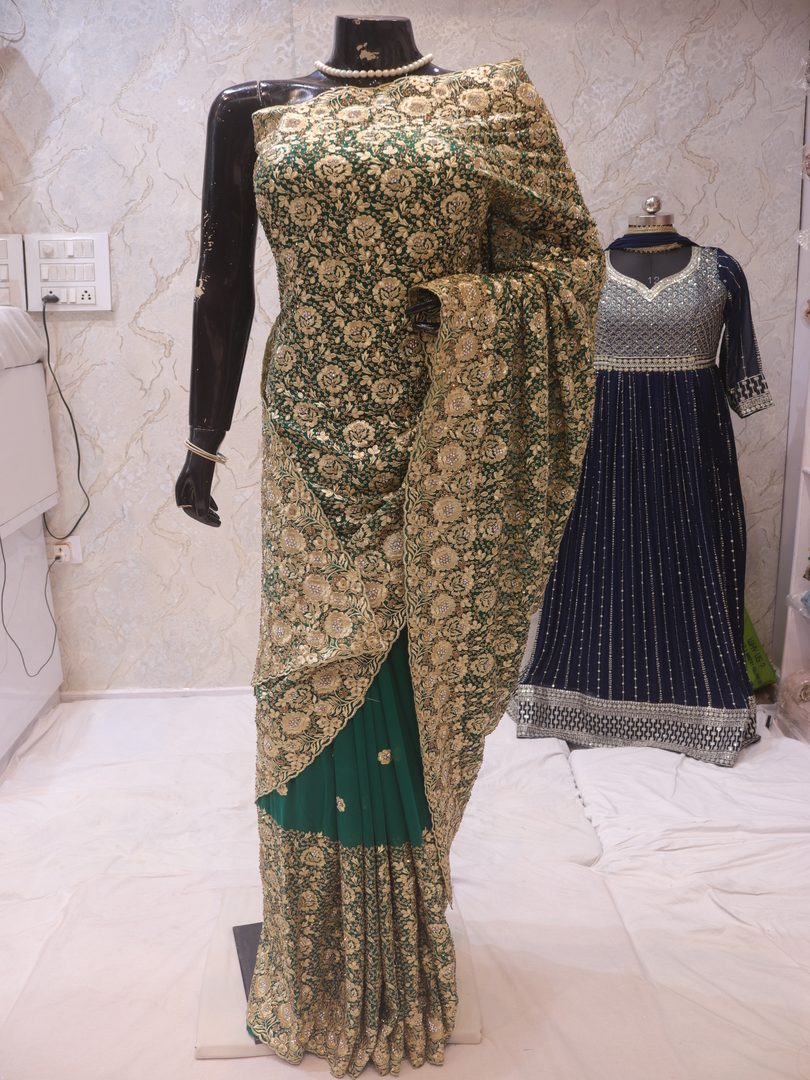 “The Turkish Green” Premium Designer Saree - Image 3