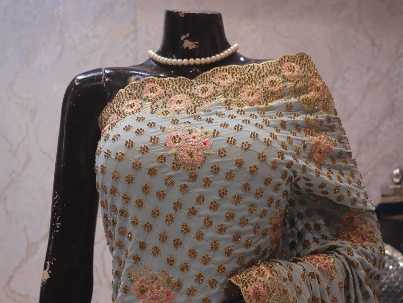 "The Powder Blue" Premium Designer Saree