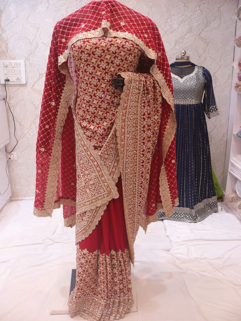 “The Turkish Red” Vol 5 Premium Designer Saree with Dupatta - Image 3
