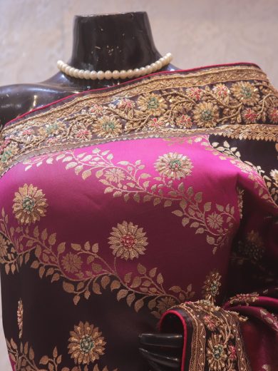 "The Magenta Duet" Premium Banarasi Silk Saree