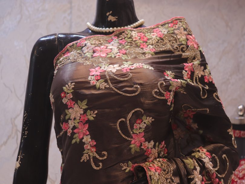 “The Metallic Gray” Premium Designer Saree