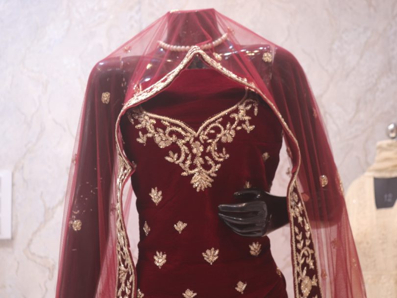 "The Maroon Crystals" Zardozi Handcrafted Lehenga