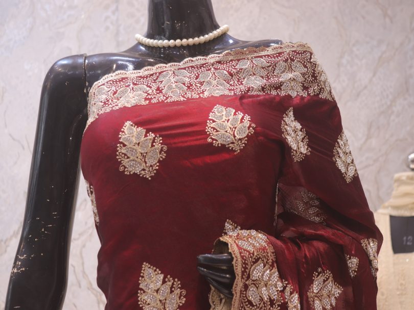 “The Maroon Splash” Premium Designer Saree