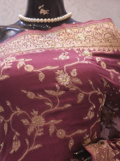 "The Dusty Purple" Premium Banarasi Chiffon Saree