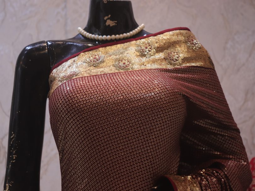 "The Maroon Splash" Premium Designer Saree