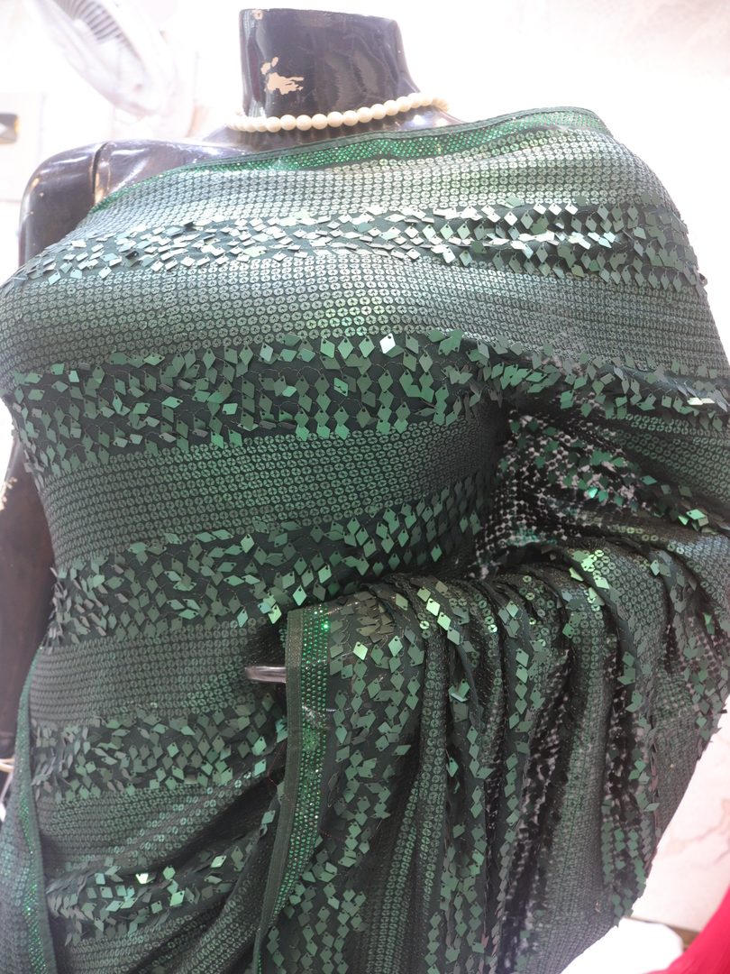 "The Dark Pine Green" Premium Designer Saree - Image 4