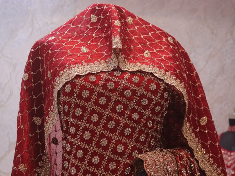 “The Stunning Red” Premium Designer Saree with Veil