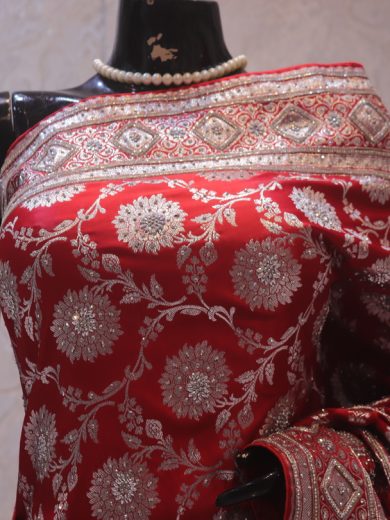 "The Pure Red" Premium Banarasi Bridal Silk Saree