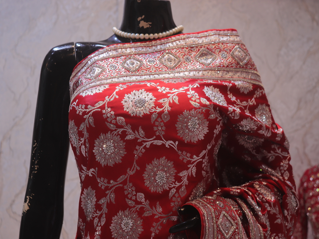 "The Pure Red" Premium Banarasi Bridal Silk Saree